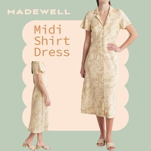Madewell Beige Floral Midi Dress